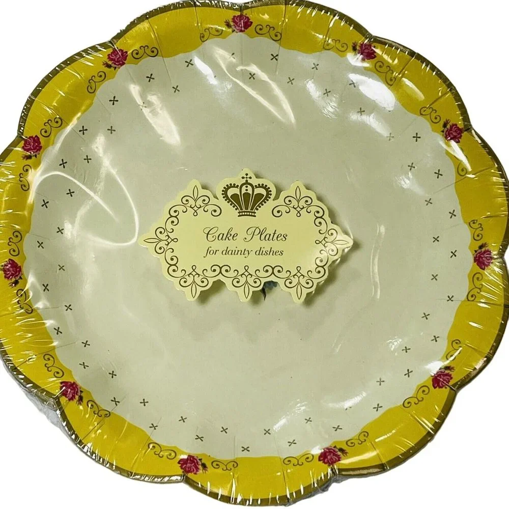 Pretty Tea Party Cake Plates Floral Talking Tables 7 Inch Paper Plates 12 Pack